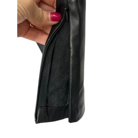 Zara Black Faux Leather High Waisted Pants with Zip Hem Women's Sz Medium - Picture 5 of 9